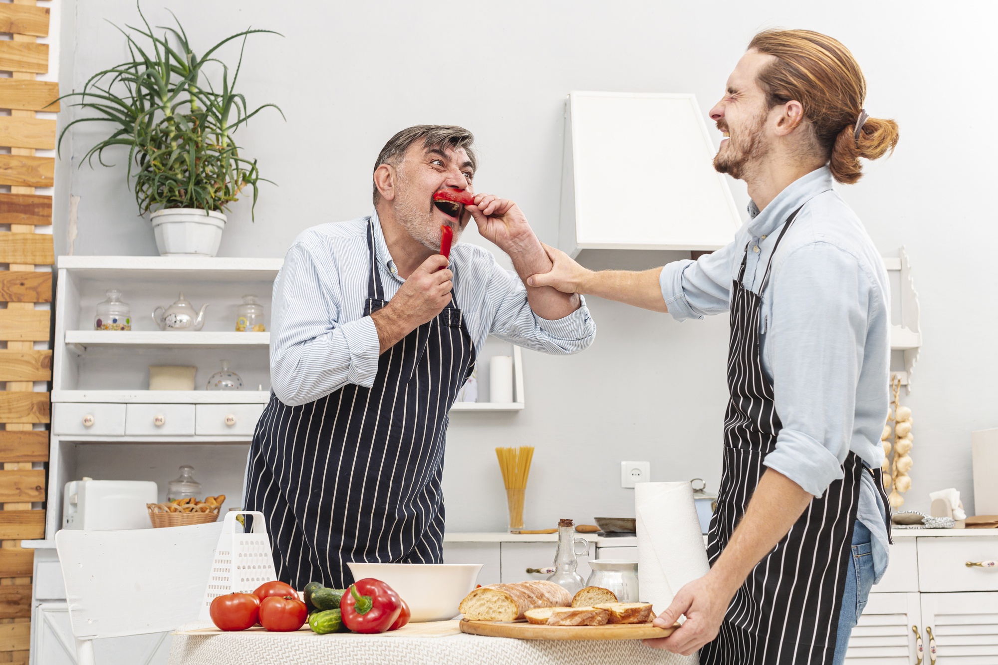 Chef greeting customer in studio kitchen