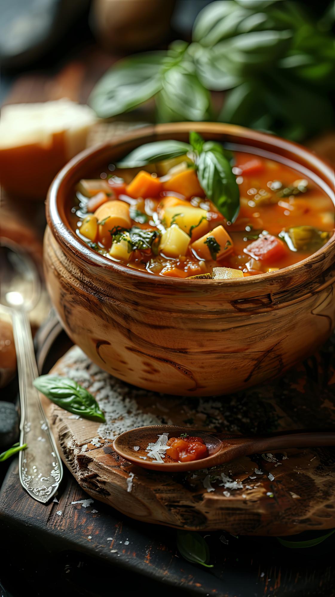 Hearty vegetable stew in ceramic bowl