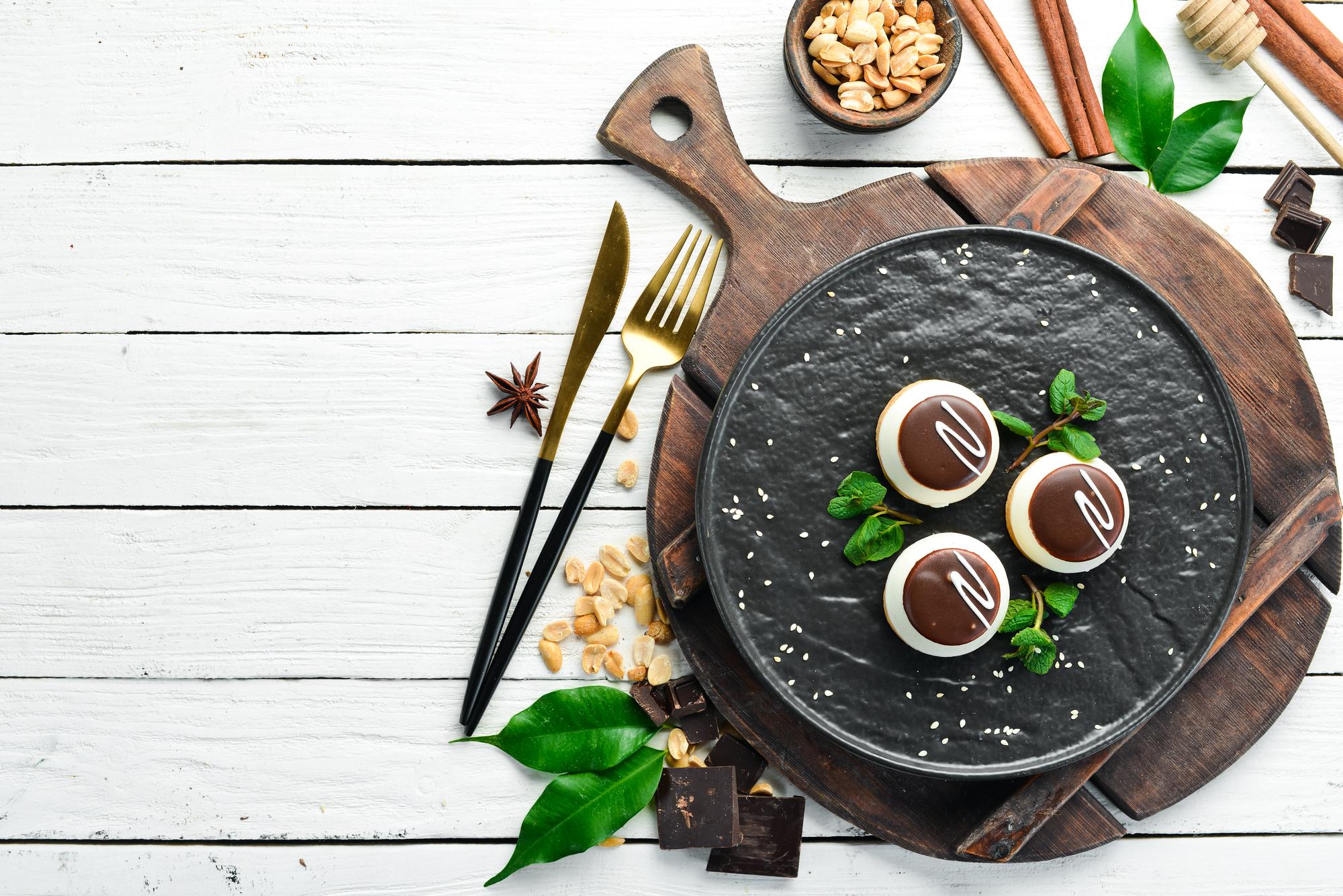 Artisanal dessert on slate